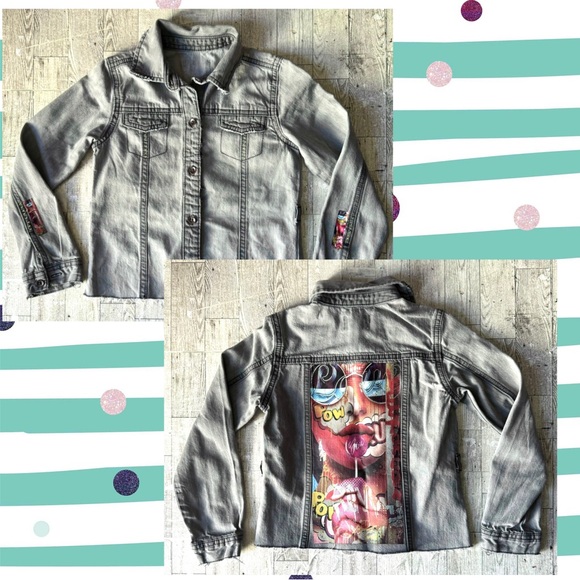 Vintage Youth, Custom, Pop Art, Distressed Fitted Jean Jacket - Picture 15 of 16